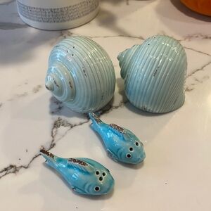 SALT & PEPPER - 2 SETS 2 FISH & 2 SHELLS